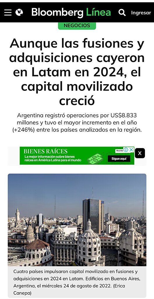 Aunque las fusiones y adquisiciones cayeron en Latam en 2024, el capital movilizado creci